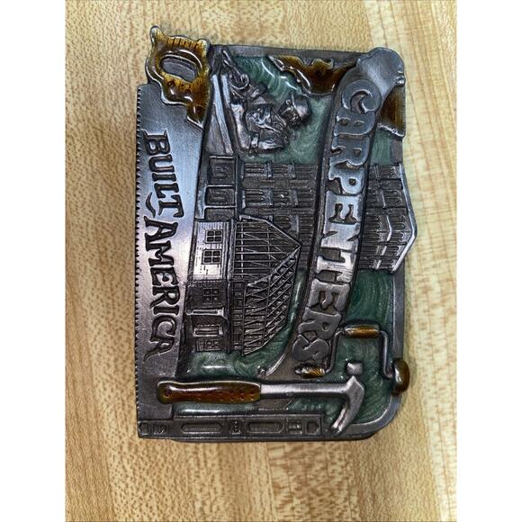 Vintage 1983 Carpenters Built America Belt Buckle Siskiyou Buckle Co. Inc - Picture 1 of 5